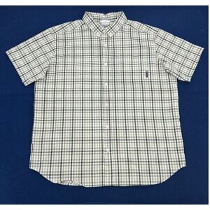 Columbia Rapid Rivers II Shirt Men's XL White Plaid Button Down Short Sleeve NEW